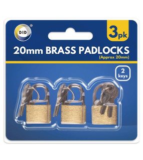 3pc 20mm Brass Padlocks 3pc 20mm Brass Padlocks