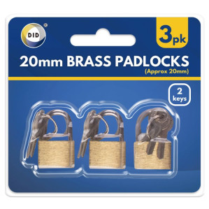 3pc 20mm Brass Padlocks 3pc 20mm Brass Padlocks