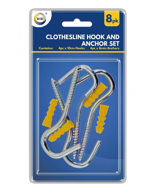 8pc Clothesline Hook and Anchor Set