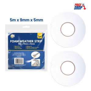 2pc 5m x 9mm x 5mm Foam Weather Strips 2pc 5m x 9mm x 5mm Foam Weather Strips