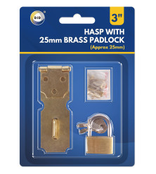 3" Hasp with 25mm Brass Padlock