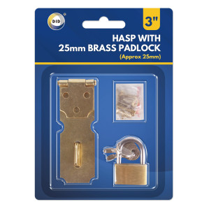 3" Hasp with 25mm Brass Padlock 3" Hasp with 25mm Brass Padlock