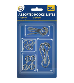 20pc Assorted Hooks & Eyes 20pc Assorted Hooks & Eyes