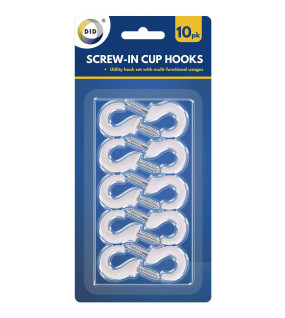 10pc Screw-In Cup Hooks 10pc Screw-In Cup Hooks