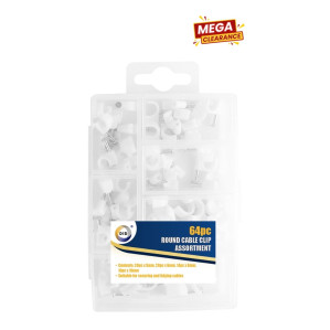 64pc Round Cable Clip Assortment