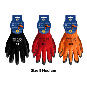 Size 8 Nitrile Coated Gloves - M Size 8 Nitrile Coated Gloves - M