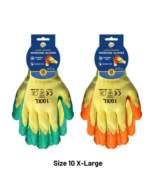 Size 10 Latex Coated Gloves - xl