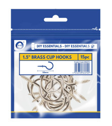 15Pk 1.5” Brass Cup Hooks