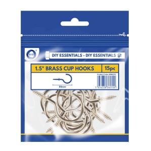 15Pk 1.5” Brass Cup Hooks 15Pk 1.5” Brass Cup Hooks