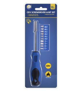 12pc Crv Screwdriver & Bit Set 12pc Crv Screwdriver & Bit Set