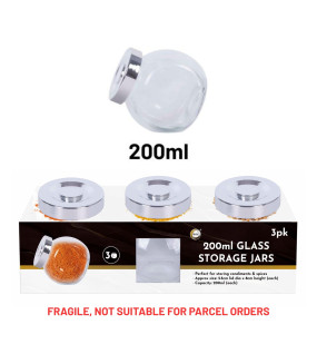 3pc 200ml Glass Storage Jars 3pc 200ml Glass Storage Jars