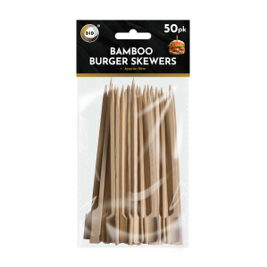 50Pk 18cm Bamboo Burger Skewers 