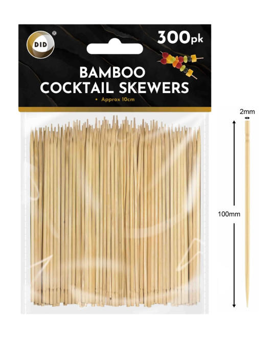 300Pk 10cm Bamboo Cocktail Skewers