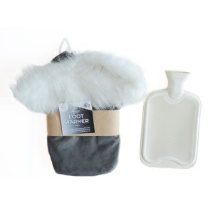 2Litre Hot Water Bottle Suede Thick Plush Foot Warmer