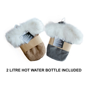 2Litre Hot Water Bottle Suede Thick Plush Foot Warmer