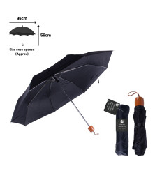 3 Fold Mini Umbrella with Cover - Brown Handle