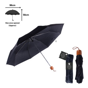 3 Fold Mini Umbrella with Cover - Brown Handle 3 Fold Mini Umbrella with Cover - Brown Handle