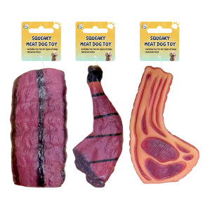 Squeaky Meat Dog Toy
