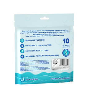 10Pk Rinse Free Bath Sponges 10Pk Rinse Free Bath Sponges