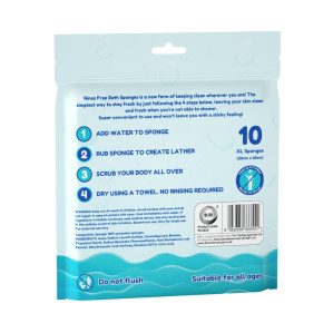10Pk Rinse Free Bath Sponges 10Pk Rinse Free Bath Sponges