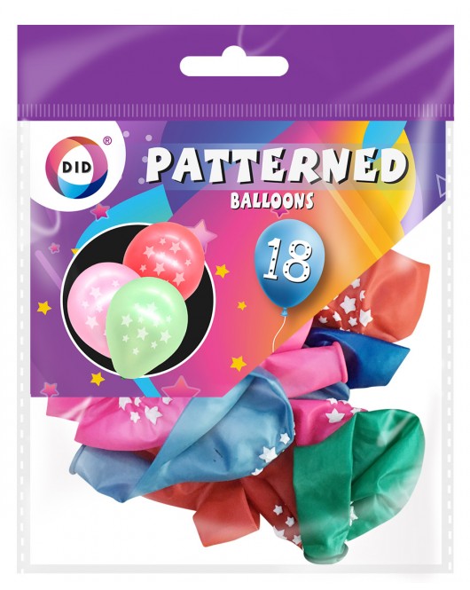 18pc Patterned Balloons