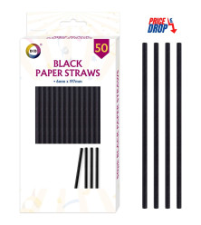50pc Black Paper Straws