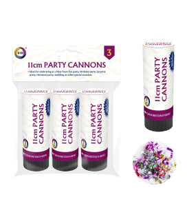 3pc 11cm Party Cannons 3pc 11cm Party Cannons