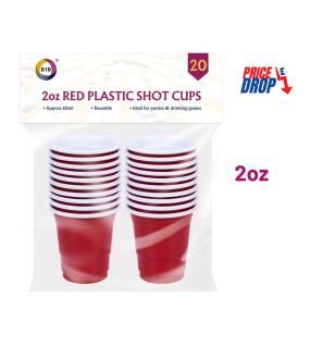 20Pk 2oz Red Plastic Shot Cups 20Pk 2oz Red Plastic Shot Cups