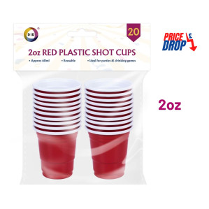 20Pk 2oz Red Plastic Shot Cups 20Pk 2oz Red Plastic Shot Cups