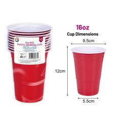 10Pk 16oz Red Plastic Drinking Cups