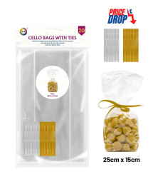 20Pk Cello Bags with Ties