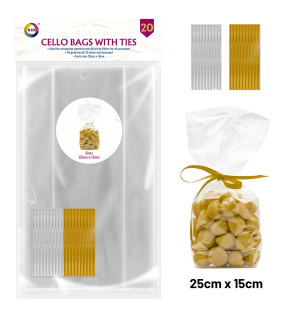 20Pk Cello Bags with Ties 20Pk Cello Bags with Ties