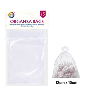 15Pk 12cm x 10cm Organza Bags 15Pk 12cm x 10cm Organza Bags
