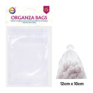 15Pk 12cm x 10cm Organza Bags 15Pk 12cm x 10cm Organza Bags