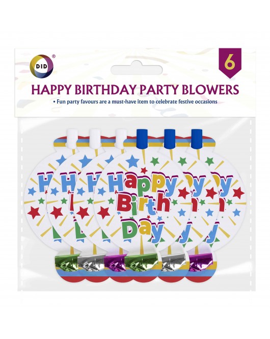 6Pk Happy Birthday Party Blowers