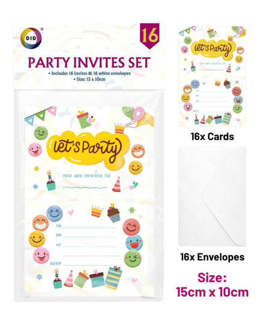 16Pk Party Invites Set