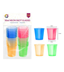 24Pk 30ml Neon Shot Glasses