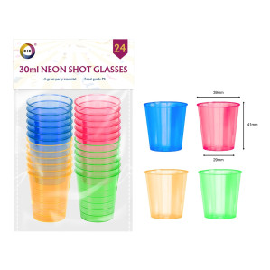24Pk 30ml Neon Shot Glasses