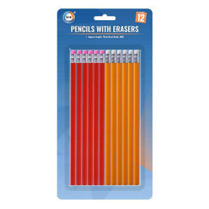12pc Pencils with Erasers 12pc Pencils with Erasers