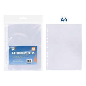 50Pk A4 Punch Pockets 50Pk A4 Punch Pockets