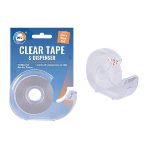50m x 18mm Clear Tape &amp; Dispenser