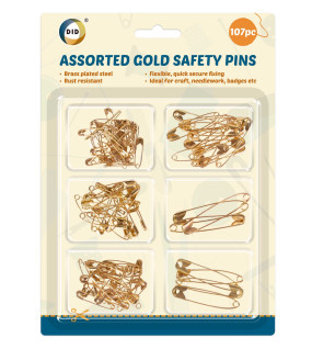 107pc Assorted Gold Safety Pins 107pc Assorted Gold Safety Pins