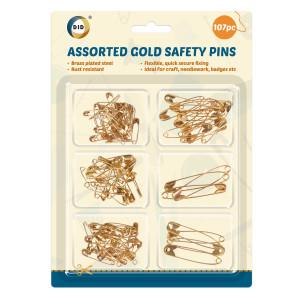107pc Assorted Gold Safety Pins 107pc Assorted Gold Safety Pins