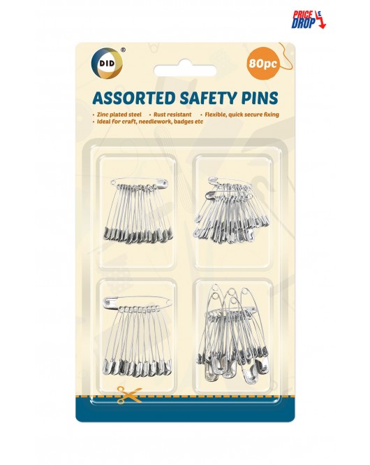 80pc Assorted Safety Pins