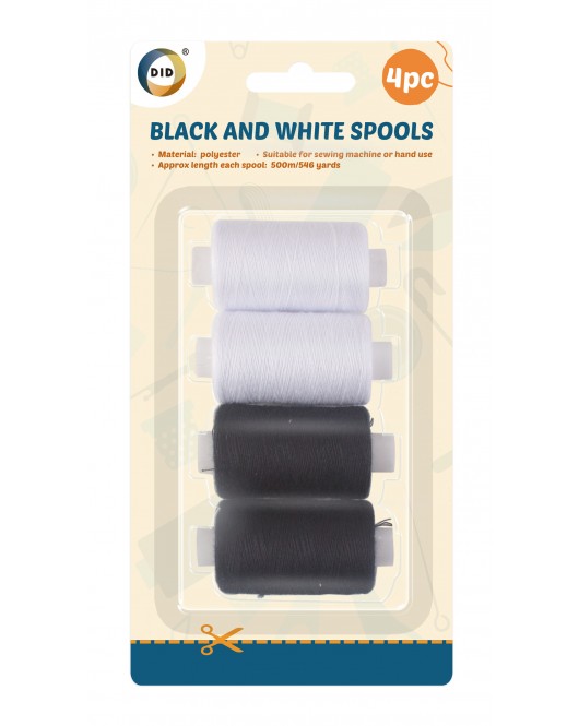 4pc Black and White Spools