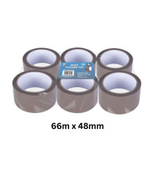 6pc 66m x 48mm Brown Packaging Tape