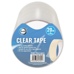 4pc 20m x 24mm Clear Tape 4pc 20m x 24mm Clear Tape