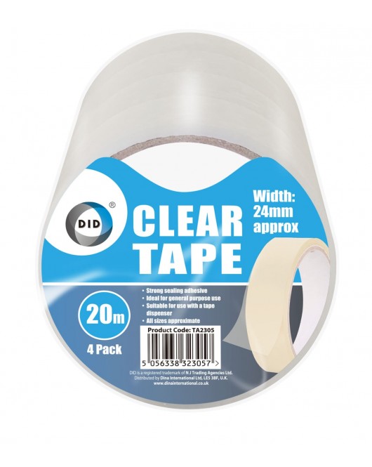 4pc 20m x 24mm Clear Tape