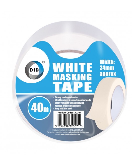 40m x 24mm White Masking Tape