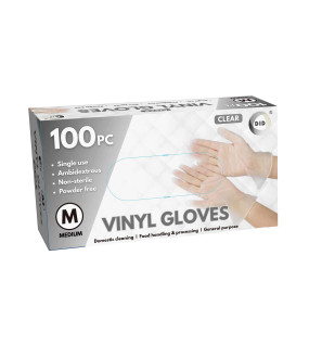 100pc Medium Powder Free Clear Vinyl Gloves 100pc Medium Powder Free Clear Vinyl Gloves